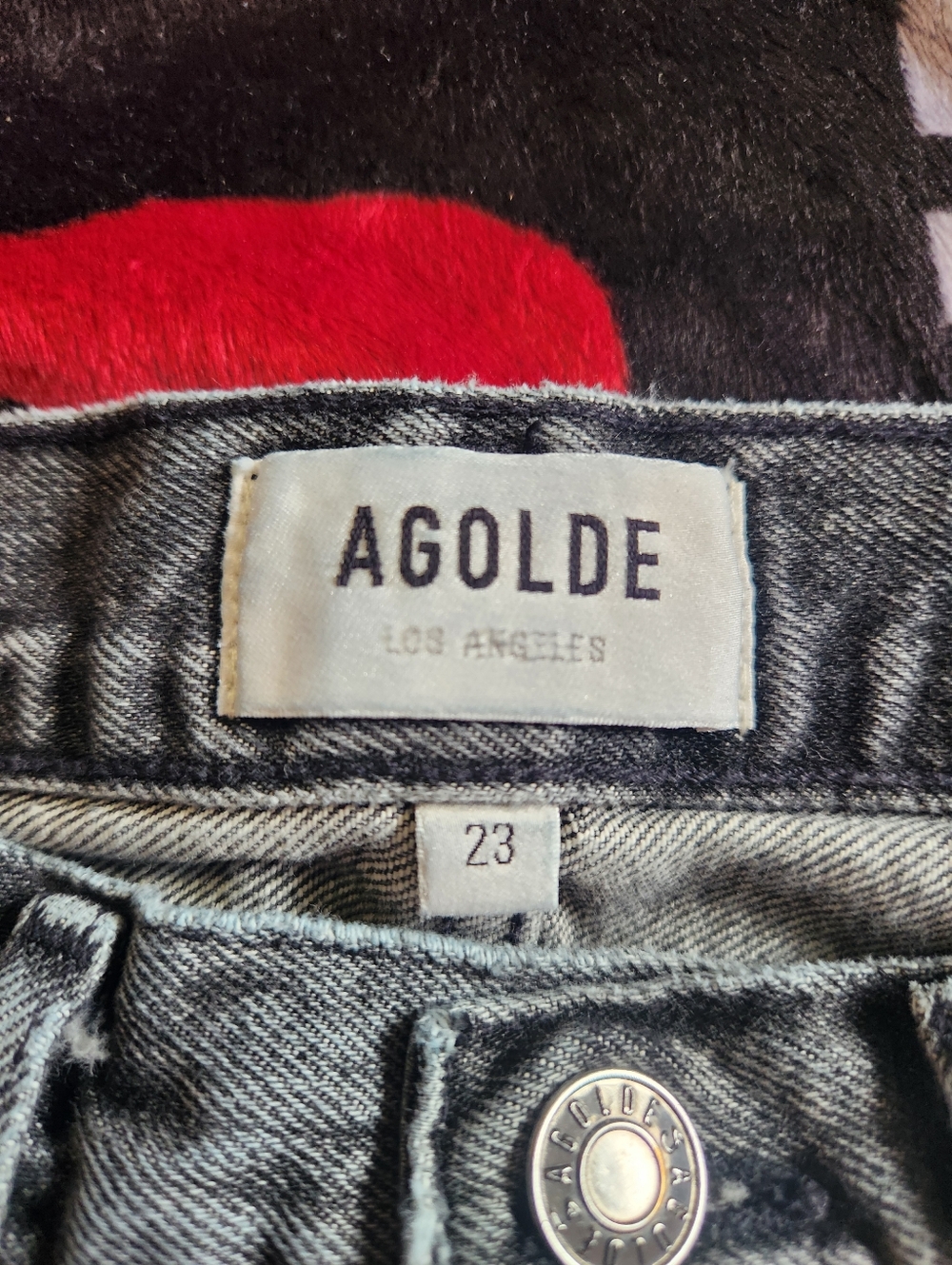 AGOLDE Lana Mid Rise Vintage Straight Jeans Roam Black/Gray Wash Sz 23 Like New - Picture 6 of 9